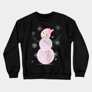 Cute Watercolor Pastel I Love Volleyball Snowman in Mauve Crewneck Sweatshirt